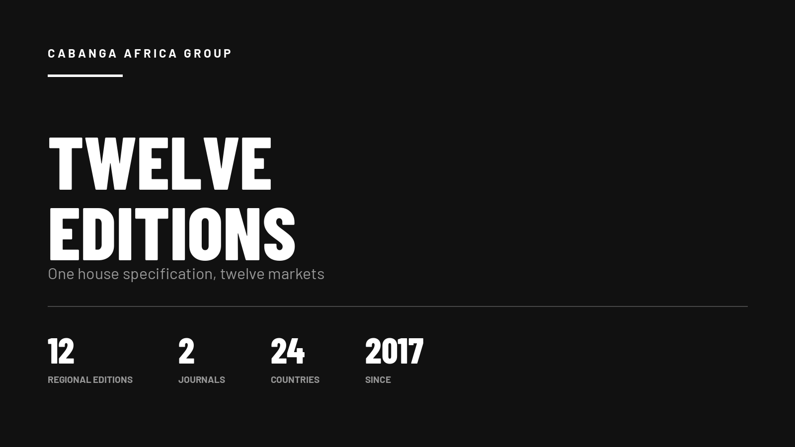 Cabanga Africa Group - twelve regional editions across 24 African countries