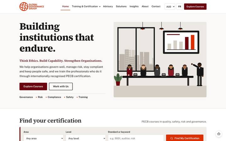 The Global Governance Group homepage built by in3Days Africa