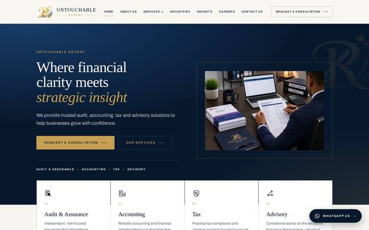 The Untouchable Ascent homepage built by in3Days Africa